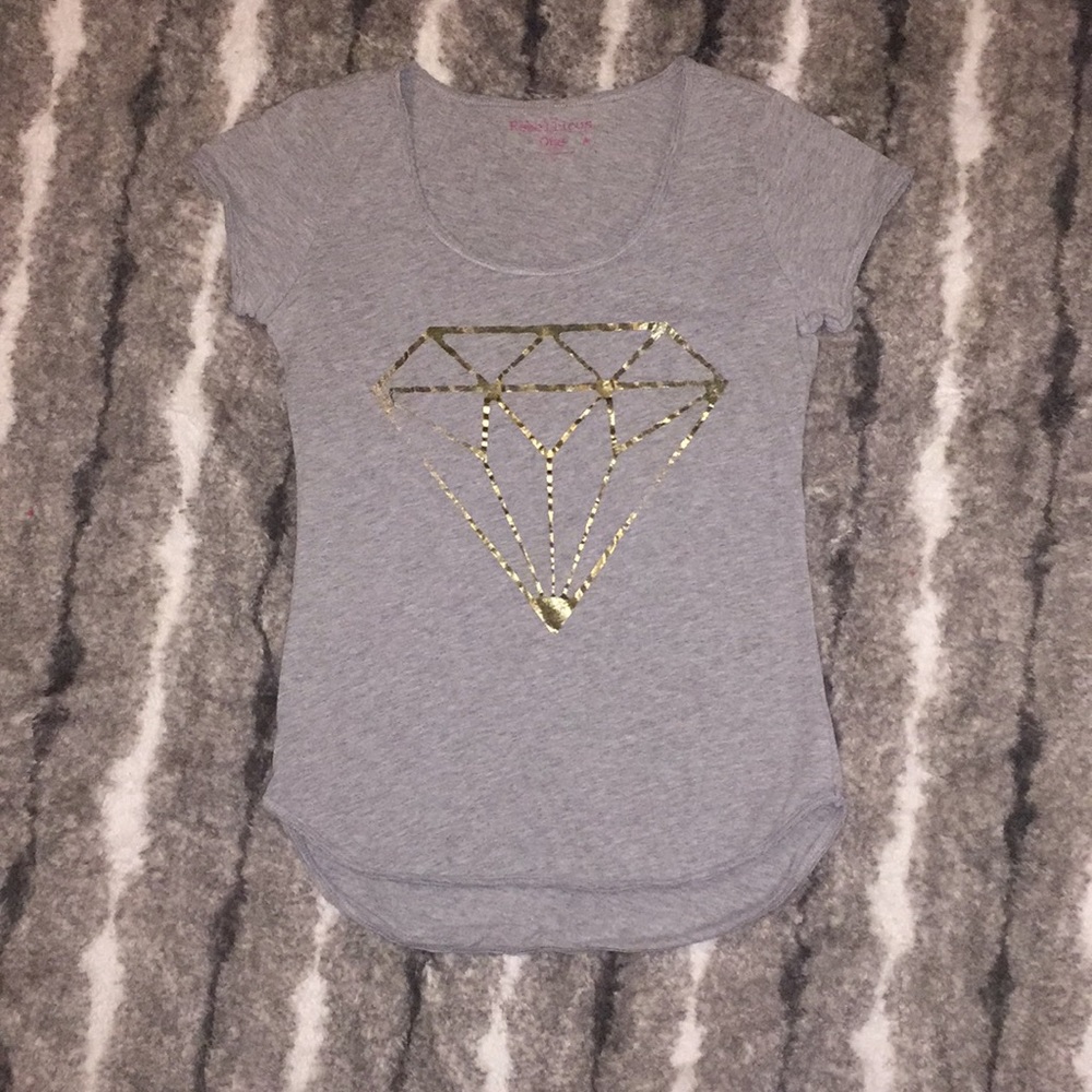 Grey T Shirt with Gold Foil Diamond